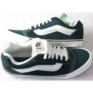 Vans Men's Knu Skool Pig Suede Dark Green White Striped Shoes size 13 NIB